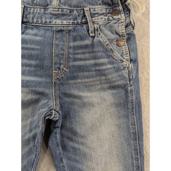 Ambercrombie Fitch Denim Bib Overalls Womens SZ XS Blue Whiskers Tapered Classic - Picture 5 of 15